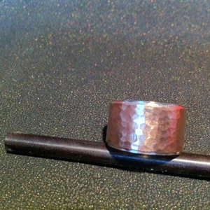 Hammered copper ring lined in reclaimed silver image 4