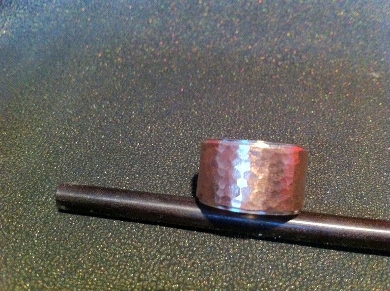 Hammered copper ring lined in reclaimed silver image 4