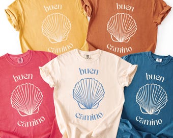 Buen Camino Shirt, Camino de Santiago Shell T-shirt, The Way of St James Tee, Gift for Pilgrims, Camino Gear