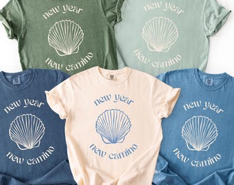 New Year New Camino Shell Comfort Colors T-shirt, Camino de Santiago Shirt, Pilgrimage Gear, Gift for Pilgrims, The Way of St James Tee