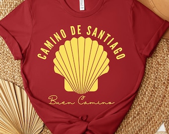 Camino de Santiago Unisex T-Shirt, Shell Design Buen Camino Shirt, Pilgrimage Tee, Short Sleeve Shirt for Hikers