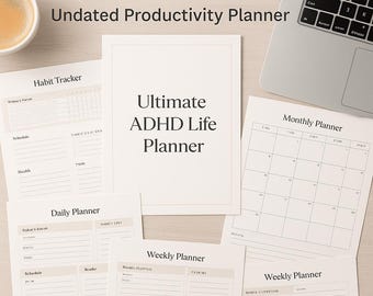 Ultimate ADHD Life Planner | Printable & Digital PDF | Daily, Weekly, Habit, Goal Tracker | Undated Productivity Planner