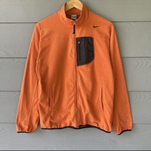 Vintage Nike Fit Therma Fleece Jacket Orange Zippered Size L