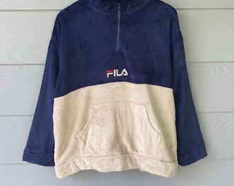 Vintage Fila: Half Zip Multicolour Pullover Fleece - Size L