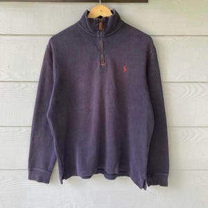 Vintage Polo by Ralph Lauren Blue Pullover  Half Zipy Sweatshirt Size M