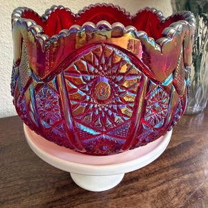 Carnival Glass Red Bowl Indiana Glass - Etsy