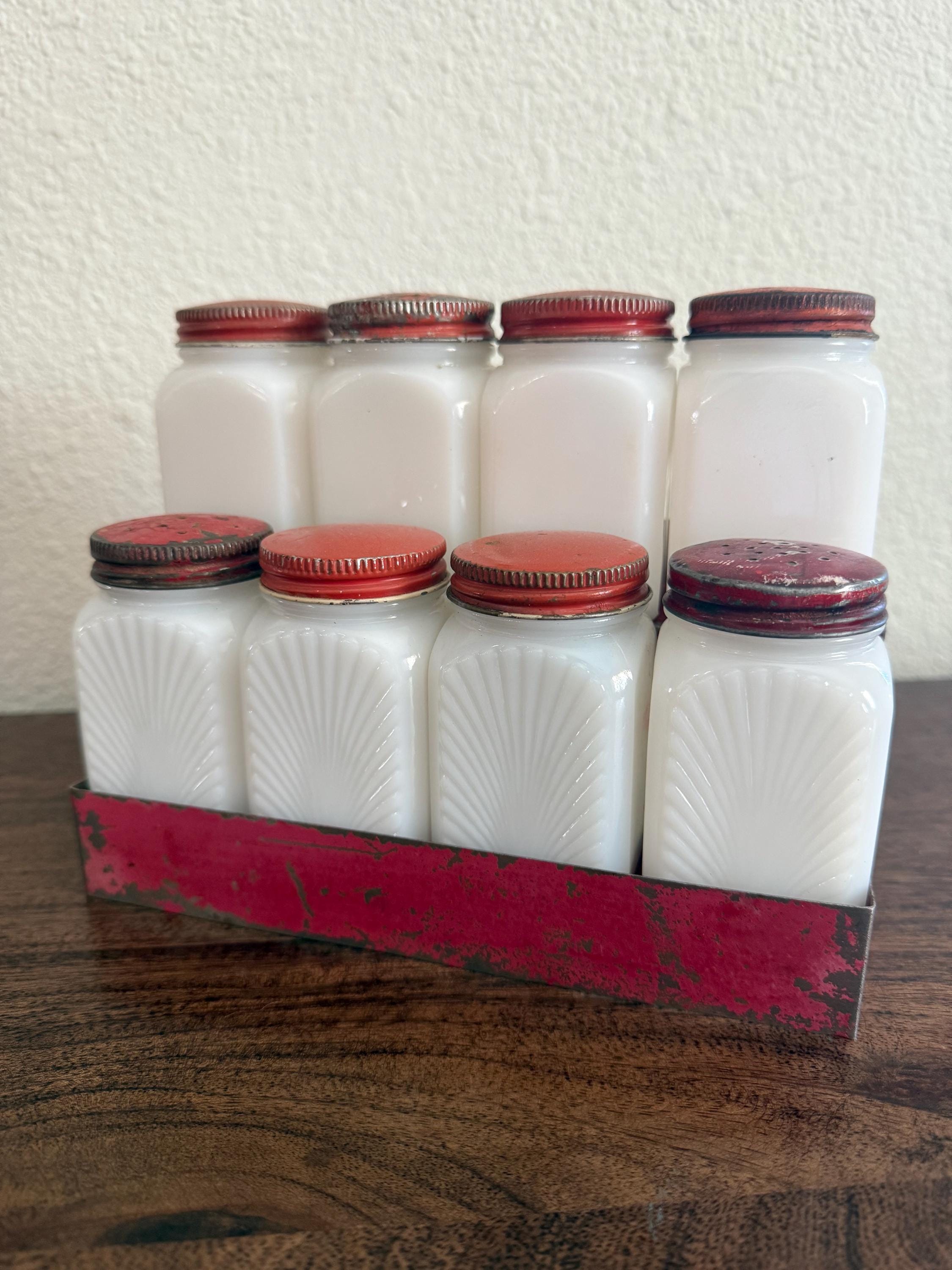 Milk Glass Spice Jars