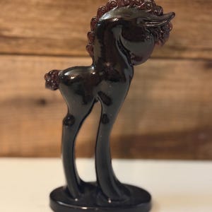 Mosser Vintage Glass Purple Glossy Pony Figurine  | Marked