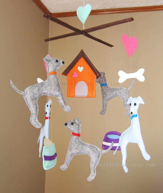 Items similar to Baby Mobile Dog Crib Mobile "Five Little Grey
