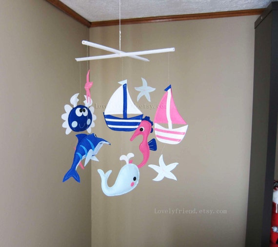 Items similar to Baby Mobile Starfish Crib Mobile "boats, sea horse