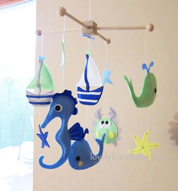 Items similar to Baby Mobile litlle boats Crib Mobile "Neutral wood