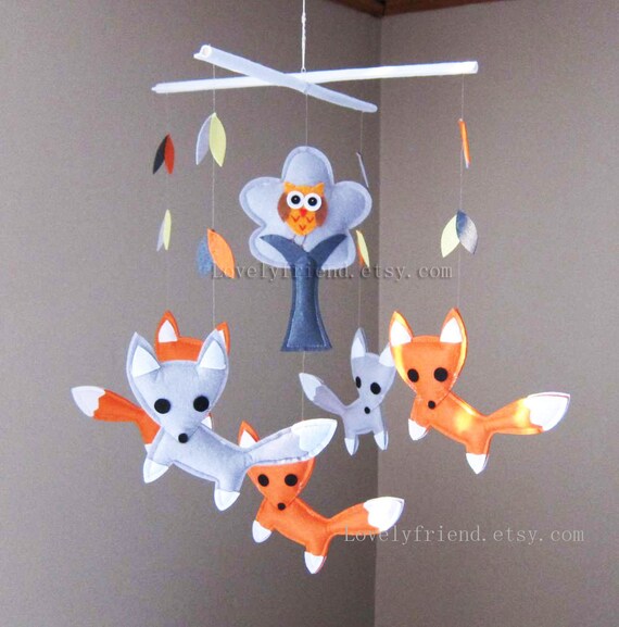 Items similar to Baby Mobile Nursery Mobile Forest fox crib Mobile