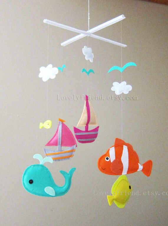 Items similar to Baby Mobile Nemo Fish Crib Mobile Handmade Nursery