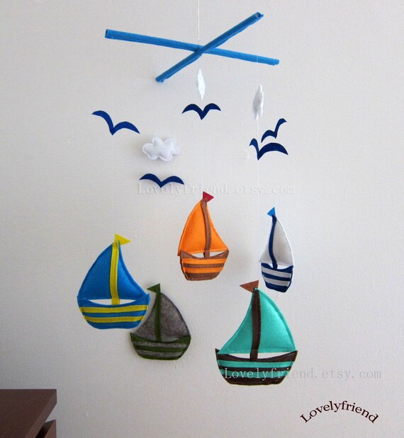 Items similar to Baby Mobile Sailboats Crib Mobile Handmade Nursery