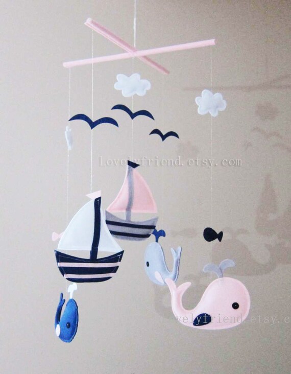 Items similar to Baby Mobile Sailboats and Whales Crib Mobile "Baby