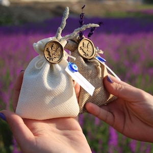 Handcrafted Lavender Sachets with Dried Flowers & Wax Seal – Wedding Favor, Bridal Shower Favor, Drawer Freshener, Rustic Decor