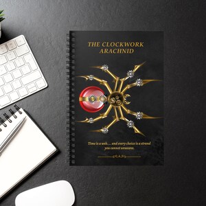 Clockwork Arachnid Spiral Notebook, Steampunk Spider Journal, Mechanical Gothic Notebook, Gift for Writers