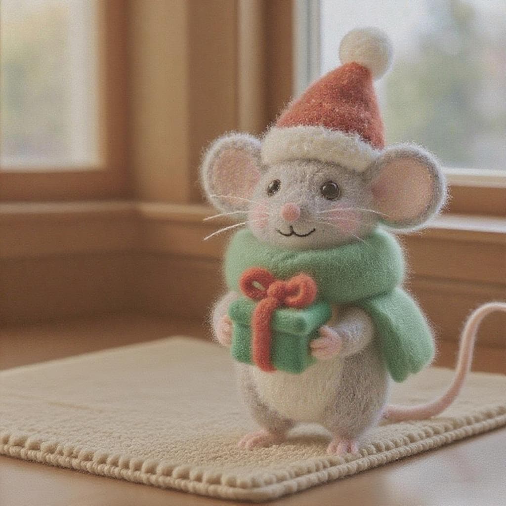 Handmade Felt Christmas Mouse – Wool Animal Figurine, Holiday Decor - Etsy