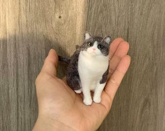 Handmade Needle Felted Mini Cat – Custom Pet Replica