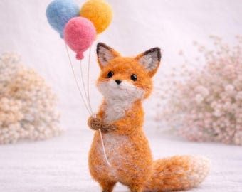 Figura de zorro de fieltro de aguja, decoración de zorro de lana hecha a mano, lindo regalo de animales, adorno de zorro de fieltro, decoración personalizada para estante de escritorio de 3 a 6 pulgadas