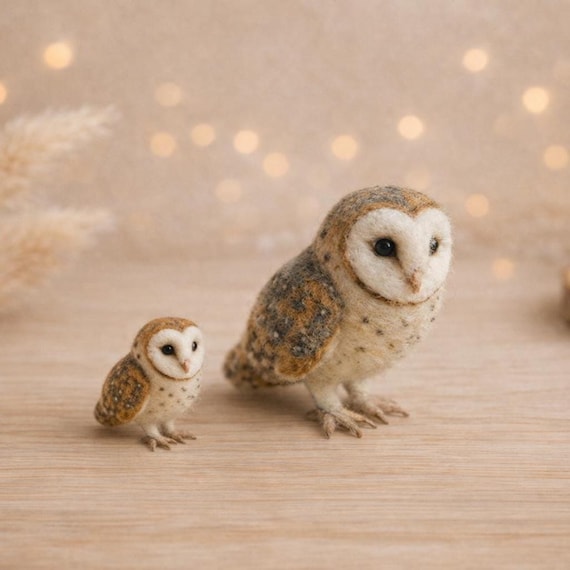 Needle Felted Owl Figurine, Handmade Owl Decor, Woodland Owl Gift, Cute Owl Ornament, Wool Felt Animal Sculpture, 3-6 Inch