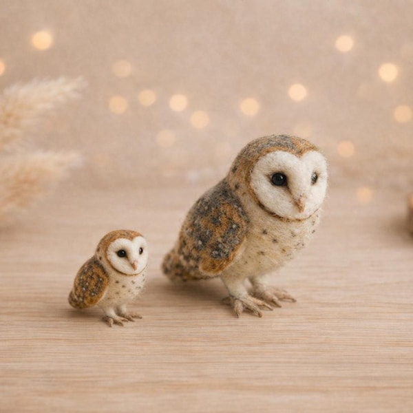 Needle Felted Owl Figurine, Handmade Owl Decor, Woodland Owl Gift, Cute Owl Ornament, Wool Felt Animal Sculpture, 3-6 Inch
