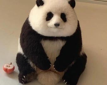Custom Felted Pet Portrait – Handmade Wool Panda Sculpture