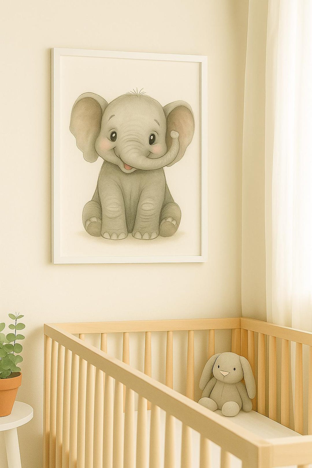 Baby Elephant Nursery Wall Art – Printable Digital Download – Gender ...