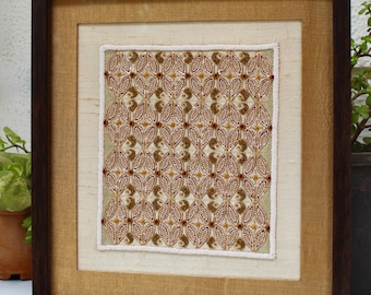 Hand-Embroidered Gold Cream Textile Wall Art | Royal Court Heritage Silk Decor | Tantuja Vol. 2