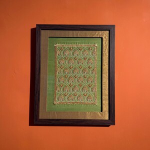 Elegant Indian textile wall art for living room, bedroom or entryway decor, perfect as a Valentine, anniversary, engagement or couple gift.
