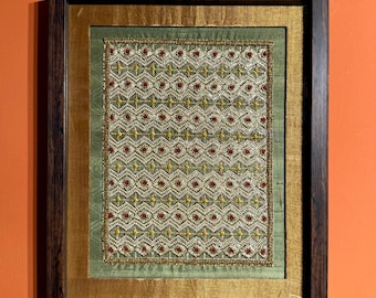 Zardozi Embroidered Wall Frame: Indian Silk Textile Art, Rajput Decor