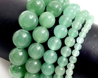 Natural Aventurine Jade Bracelet Stretch Elastic Gemstone Round Beaded Bracelet for Men,Women 4mm 6mm 8mm 10mm 12mm 7.5"