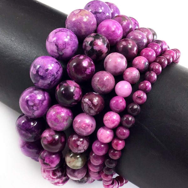 Magenta Sugilite Bracelet Stretch Elastic Crystal Healing Hot Pink Purple Gemstone Round Beaded for Men,Women 4mm 6mm 8mm 10mm 12mm 7.5"