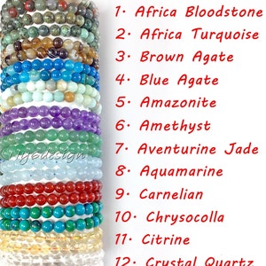 Natural Gemstone Bracelets Round Beaded Stretch Bracelets 7.5&quot; 4mm 6mm 8mm 10mm 12mm Bracelet Women, Men Valentine Healing Crystal