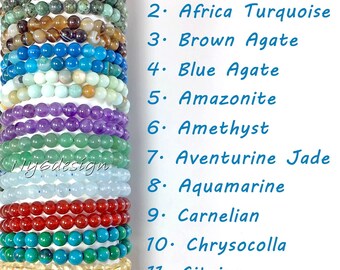 10mm Gemstone Bracelet: 7.5" Round Bead, Healing Crystal