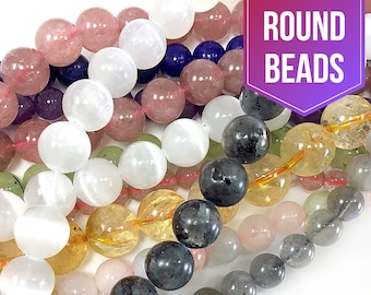 Natural Gemstone Beads Grade AAA Round Loose Beads- Bulk Lot for Bracelet  Jewelry Making 4mm, 6mm, 8mm, 10mm, 12mm 15