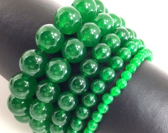 Green Jade Artisan Bead Bracelet with stretch cord 6.5 inch length Jade brings Good Luck and Longevity GJB01