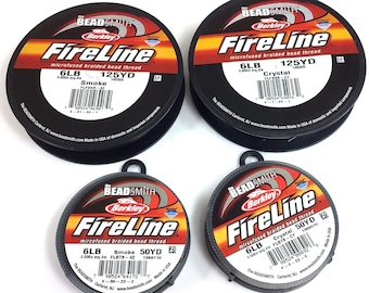 BeadSmith FireLine: 6LB Braided Beading Thread – Crystal, Smoke 15YD / 50 YD/125 YD