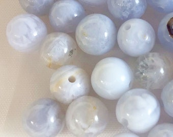 Blue Lace Agate Beads, Smooth Round Gemstone, (4-12mm) Sold by PCS