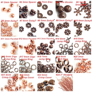 Antique Copper Spacer Beads Daisy Spacer Charm Brass Pewter | Facted Round Bead | Crimp Cover | Headpin | Bicone Bead | Findings Supply |