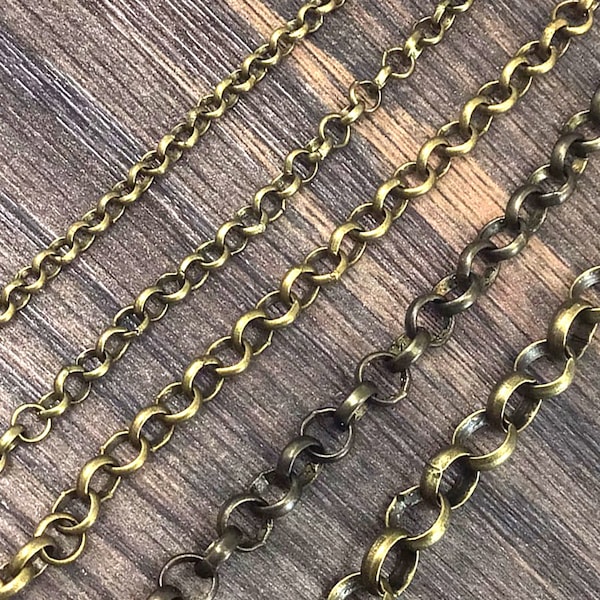 Brass Rolo Chain Bronze Chain 3mm 4mm 5mm 6mm 7mm  Round Link Chain Brass Necklace Chain Brass Chain Sold by FT Soldered Women