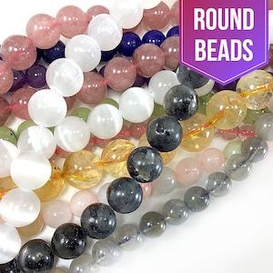 Natural Gemstone Beads - Grade AAA Round Loose Beads- Bulk Lot for Bracelet Jewelry Making - 4mm, 6mm, 8mm, 10mm, 12mm 15&quot; #1