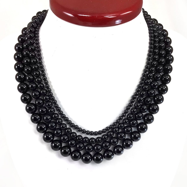 Black Onyx Necklace 14" 16"18" 20" 24" High Quality Natural Gemstone Beaded Beaded Healing Crystal Silver Lobster Clasp men women necklace