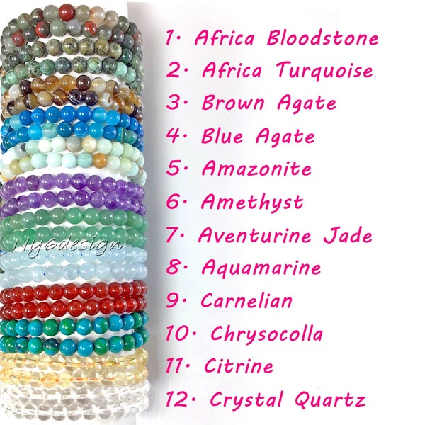 6mm Gemstone Bracelet Handmade Men Women Stretch Bracelet Round Beaded Power Healing Energy Crystal Bracelet 7.5" Trend Balance Personalized