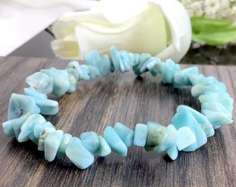 Natural Blue Aquamarine Gemstone 14mm Faceted Oval Beads Stretch Bracelet 7.5 Unisex