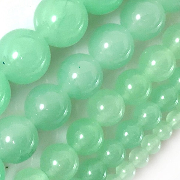 Green Jade Beads Apple Green Jade Round Bead Natural Gemstone Loose Beads 4mm 6mm 8mm 10mm 12mm 15" Strand