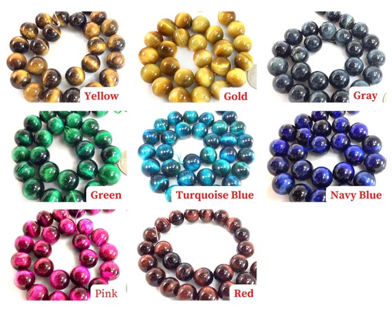 Wholesale Natural Blue Tiger Eye Stone Beads Loose Beads 3A Yellow, Blue Tiger E - Foto 5