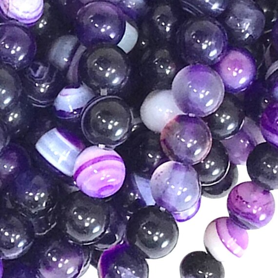 Round Loose Beads Natural Gem Beads Crystal Energy Stone Beads for Jewelry  Making 15 (Purple Frosted Agate, 12MM)