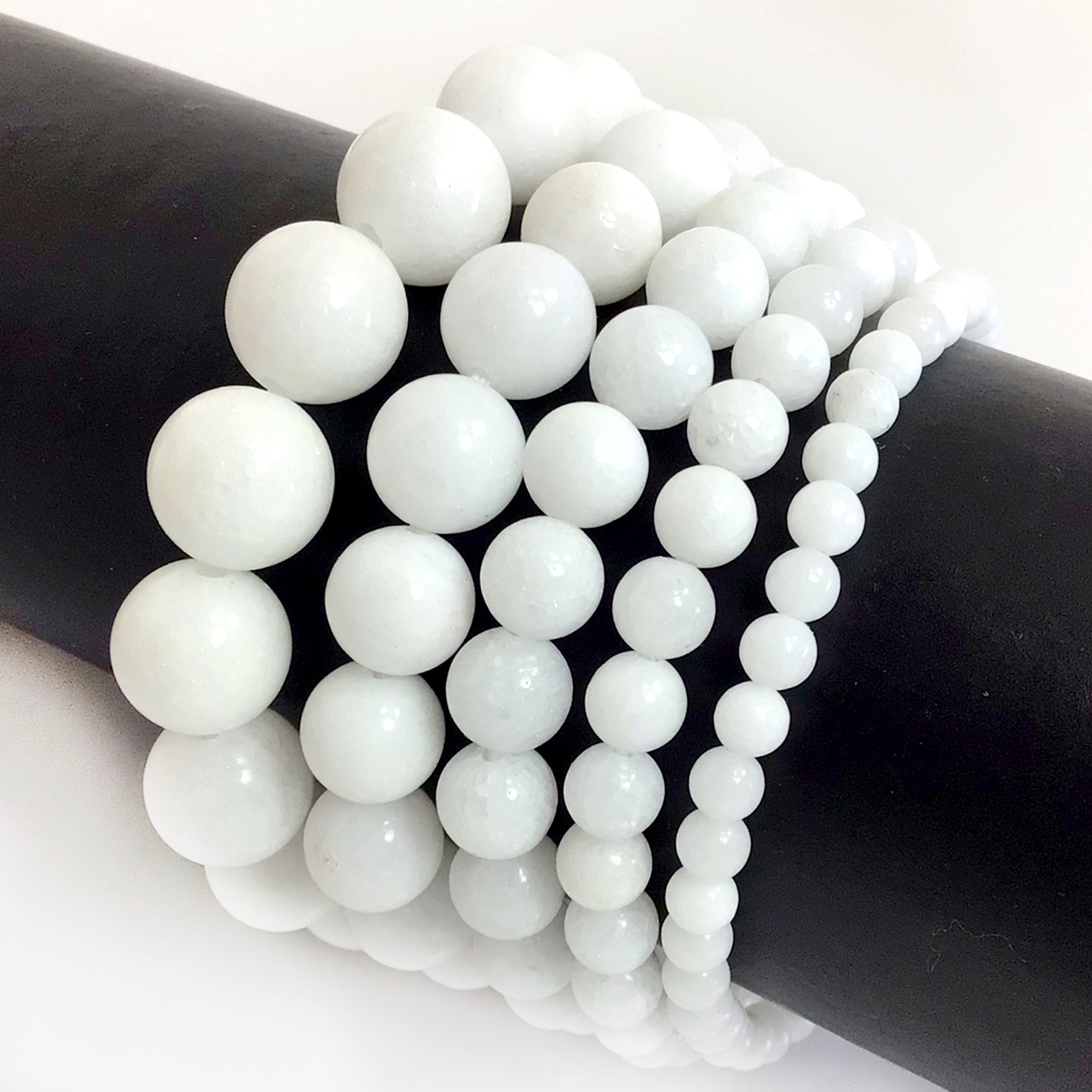 White Marble Howlite Stone Bead Bracelet with Bronze Spacers - 10mm