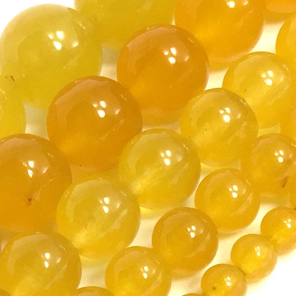 Butter Yellow Jade Beads Gorgeous Natural Gemstone Round Loose Beads 4mm 6mm 8mm 10mm 12mm 15" Strand